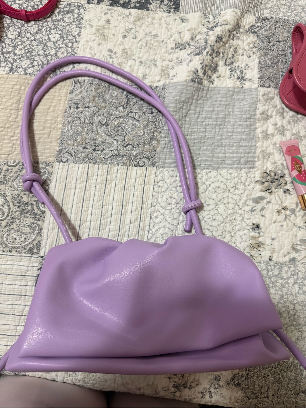 Old Navy Lavender Shoulder Bag with Knotted Straps